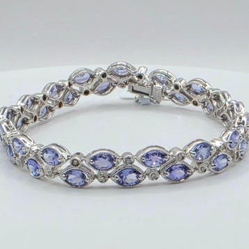 Armband - 18 karaat Witgoud - 7.76ct. tw. Tanzaniet -, Nieuw