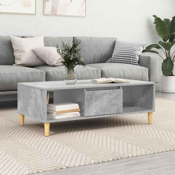 vidaXL Salontafel Beton Grijs 102 x 55 x 35 cm Bewerkt hout, Verzenden, Nieuw, Overige houtsoorten, 50 tot 100 cm