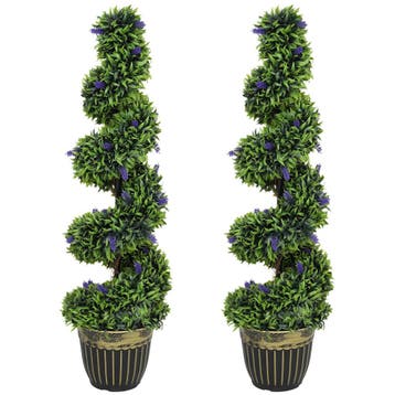 2-delig Kunstplanten Set, Spiraalontwerp, Cementbasis, Groen, Verzenden, Nieuw