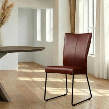 Leren eetkamerstoel Mate - Granada Cognac (donkercognac) -, Ophalen of Verzenden, Nieuw, Leer, Industrieel, Modern