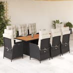 vidaXL 9-delige Tuinset poly rattan zwart, Tuin en Terras, Nieuw, 8 zitplaatsen, Tuinset, Verzenden