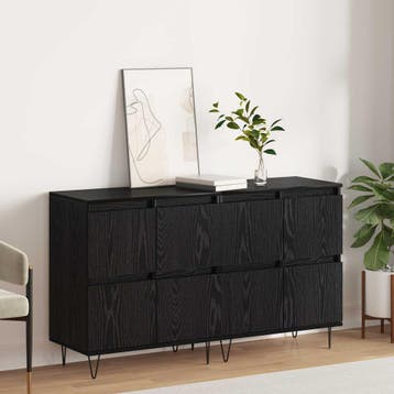 vidaXL Dressoirs 2 st Zwart eiken, Huis en Inrichting, Kasten | Dressoirs, Verzenden, Nieuw, Overige houtsoorten, Minder dan 50 cm