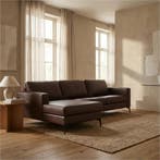 Leren hoekbank Match - 2.5-zits arm rechts + Longchair arm, 250 tot 300 cm, Bohemian, Industrieel, Modern, Scandinavisch, Hoekbank