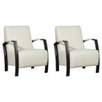 Set van 2 Leren fauteuils Glory - Hermes Djerba (crème), Nieuw, Ophalen of Verzenden, 50 tot 75 cm, Leer