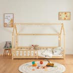 Kinderbed Hesel huisbed met uitvalbeveiliging 90x200 cm hout, Verzenden, Nieuw