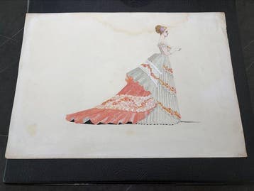 drecoll - Suite de 6 dessins et gouaches mode 1900 - Jaren