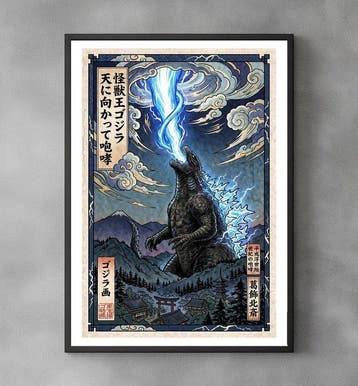Gozilla - Atomic Breath - Godzilla - Pop Art - Signed and, Nieuw