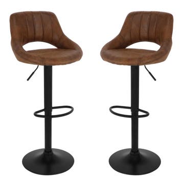 Alora Barkruk Industrial Donkerbruin - Barkrukken Set Van 2, Nieuw