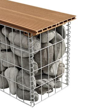 HKC tuinbank steenkorf 100x30x45 cm teakhout, Tuin en Terras, Verzenden, Nieuw