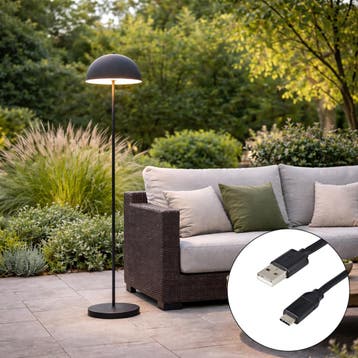Buiten vloerlamp mushroom zwart oplaadbaar 3-staps dimbaar, Verzenden, Nieuw, Kunststof, Modern