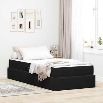 vidaXL Opbergbed met matras met opslag Zwart 90 x 190 cm, Eenpersoons, Verzenden, Zwart, Nieuw