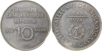 10 Mark Ddr 74a/ teilweise außerh Ring gepraeg, Verzenden