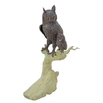 BRONZEN SCULPTUUR VAN EEN UIL MET UILTJE (Interieur), Verzenden, Nieuw