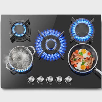 Inbouw Gaskookplaat 70cm met 5 Branders, Glas, Automatische, Verzenden, Nieuw