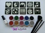 Glittertattoo set XL incl 20 sjablonen tattoo glitter groot, Ophalen of Verzenden, Nieuw
