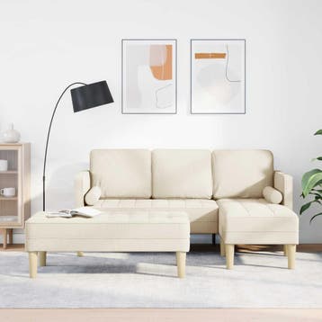 vidaXL Bankstel 2 st Linnen Polyester, Verzenden, Nieuw, Kunststof, Minder dan 150 cm