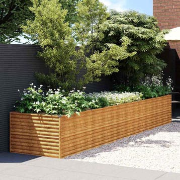 vidaXL Plantenbak verhoogd 479x100x69 cm cortenstaal, 100 cm of meer, Verzenden, Nieuw, Metaal