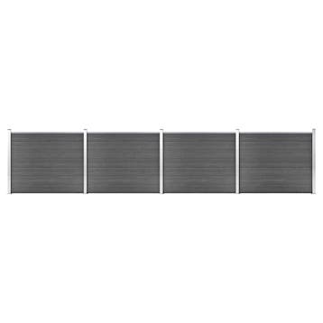 vidaXL Schuttingpanelenset 699x146 cm HKC zwart, Verzenden, Nieuw, Kunststof, 1 tot 2 meter