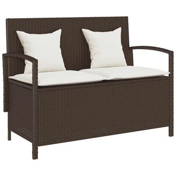 vidaXL Tuinbank met kussen poly rattan bruin, Tuin en Terras, Verzenden, Nieuw