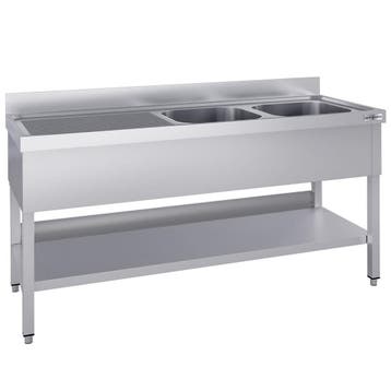 GGM Gastro | RVS spoeltafel ECO - 2000x700mm - met onderblad, Verzenden, Nieuw in verpakking, RVS Meubilair