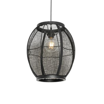 Oosterse hanglamp zwart stof 35 cm - Rob, Verzenden, Nieuw, Hout, Oosters