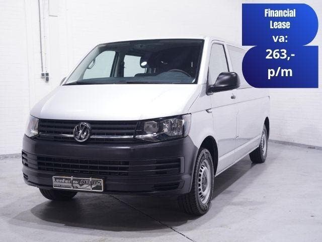 Volkswagen Transporter 2.0 TDI 150 pk L2 Dubbel Cabine Airco, Auto's, Bestelauto's, Lease, Zwart, Handgeschakeld, Zilver of Grijs