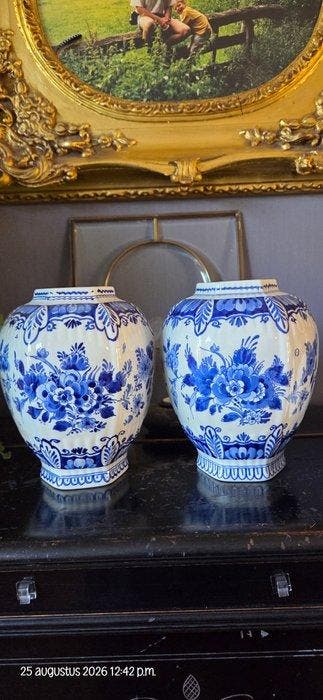 De Porceleyne Fles, Delft - Vaas (2) - Aardewerk, Antiek en Kunst