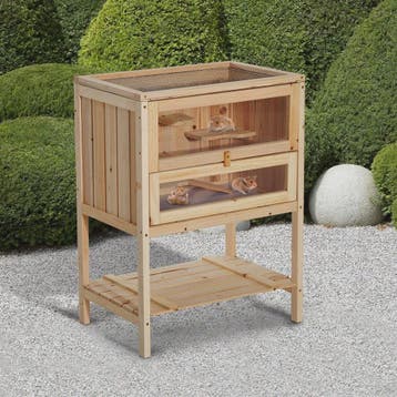 Pawhut Wooden Hamster Cage with Ramp, Folding Roof, Plexigla, Dieren en Toebehoren, Verzenden, Nieuw
