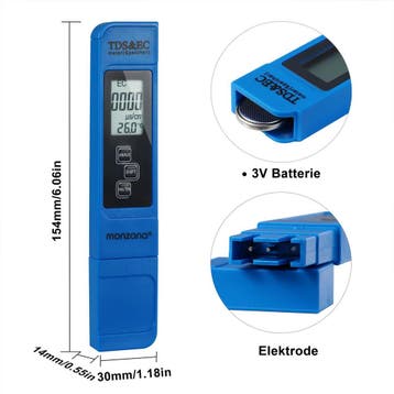Digitaal Watermeetapparaat met LCD Display 3in1 - TDS- EC..., Verzenden, Nieuw