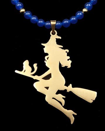 Collier Heks – La Sourcière en haar Zwarte Kat – Hoge Magie
