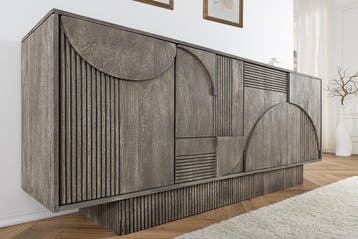 Design Dressoir ART DECO 170cm grijs gerookt mangohout, Ophalen of Verzenden, Nieuw