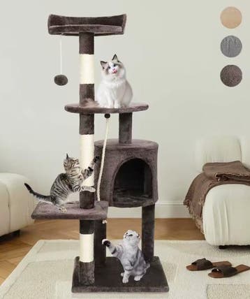 Nieuwe Krabpaal - Kattenboom in het grijs, bruin en beige, Verzenden, Nieuw, Krabpaal