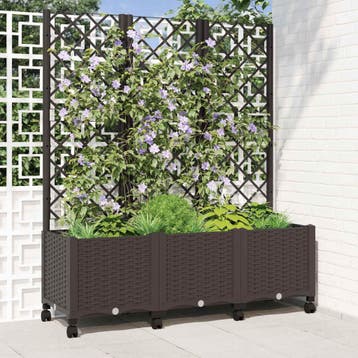 vidaXL Tuinplantbak met schutting en wielen Bruin 120 x 40 x, Verzenden, Nieuw, Minder dan 60 cm, 60 cm of meer