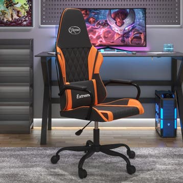 vidaXL Massage gamestoel kunstleer zwart en oranje, Verzenden, Nieuw, Oranje