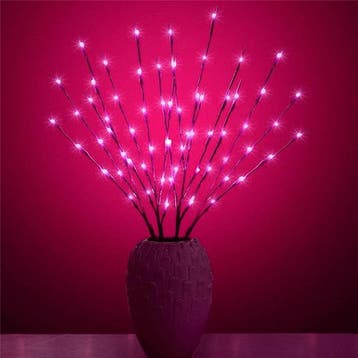 Kerst wilgentakken set - 20 LEDs - Roze, Diversen, Ophalen of Verzenden, Nieuw