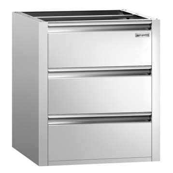 GGM Gastro | Ladenblok PREMIUM - 3 lades - RVS - Modulemaat, Verzenden, Nieuw in verpakking, RVS Meubilair