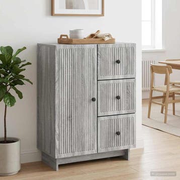 vidaXL Dressoir met lade Grijs sonoma 66 x 34,5 x 90 cm, Verzenden, Nieuw, Overige houtsoorten, Minder dan 50 cm