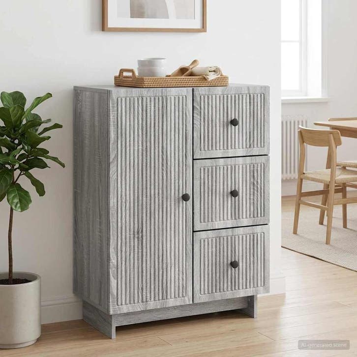 vidaXL Dressoir met lade Grijs sonoma 66 x 34,5 x 90 cm, Huis en Inrichting, Kasten | Dressoirs, Nieuw, Minder dan 50 cm, Overige houtsoorten