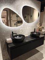 Badmeubel 160cm massief eiken, incl kranen+kolomkast 28 PKW, Ophalen, Nieuw, 150 tot 200 cm, Wastafelkast