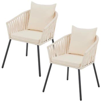 2 Tuinstoelen met touwgaas - Lichtgrijs - Beige, Tuin en Terras, Tuinstoelen, Verzenden, Nieuw