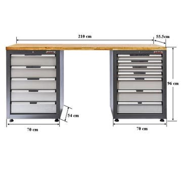 Werkbank Elite-Line 210 x 55,5 x 96 cm. met 12 laden en, Ophalen of Verzenden, Nieuw