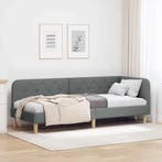 vidaXL Hoekbedframe Donkergrijs 80 x 200 cm Stof, Verzenden, Nieuw, Grijs, Stof