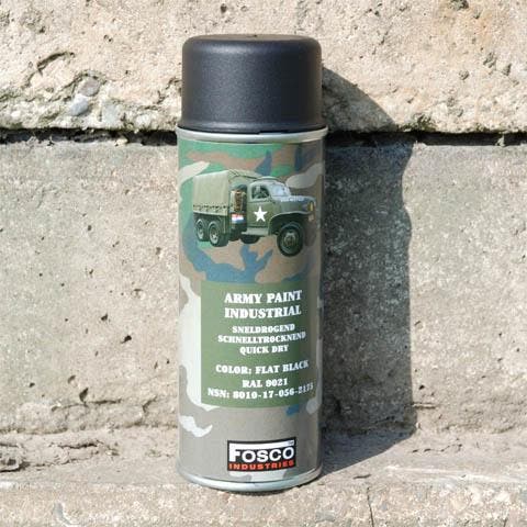 Spuitbus leger verf mat zwart, Verzamelen, Militaria | Algemeen