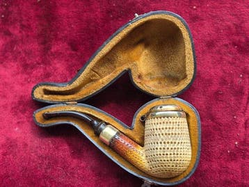 Meerschuim pijp - Messing, meerschaum, Amber, Verzamelen, Nieuw