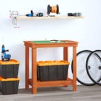 vidaXL Werkbank met plank Wasbruin 80 x 50 x 80 cm Massief, Verzenden, Nieuw