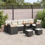 vidaXL Tuin Sofa Set met kussen 10 pcs Zwart Poly riet, Verzenden, Nieuw, Rotan, Meer dan 8 zitplaatsen