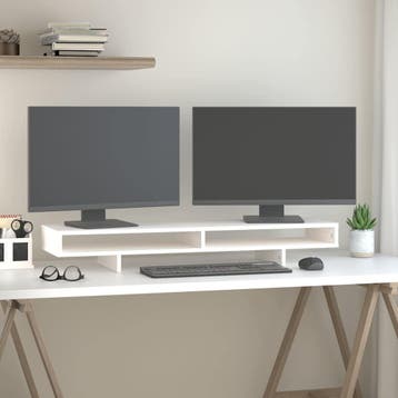 vidaXL Monitorstandaard 100x27x14 cm massief grenenhout wit, Verzenden, Nieuw