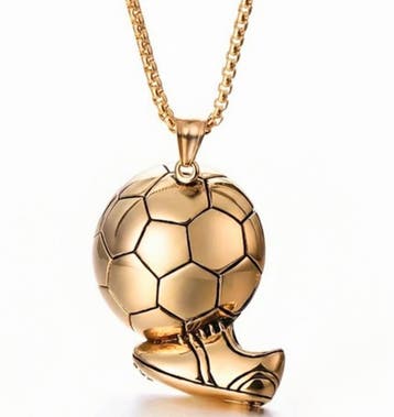 Mannen ketting met voetschoen met bal bedel goud, Verzenden, Nieuw, Overige typen