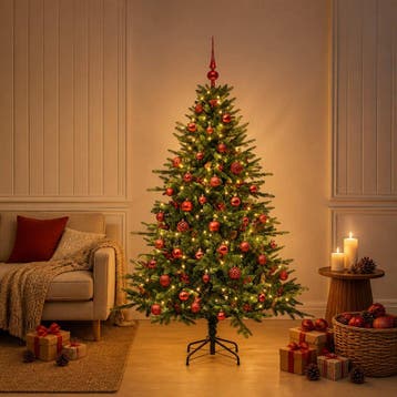 vidaXL Kunstkerstboom met kerstbal 150 cm 150 LEDs Warmwit, Verzenden, Nieuw