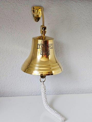 Scheepsbel - Messing, Touw - model Titanic 1912, Antiek en Kunst